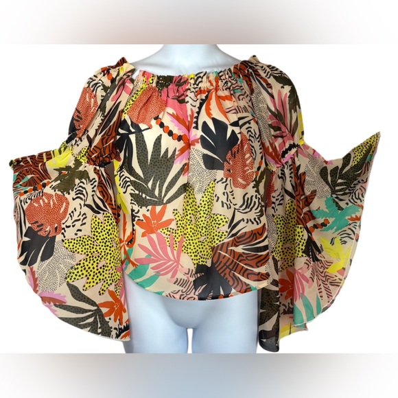 Boho Hippie Y2K Off-Shoulder Blouse - Picture 1 of 7